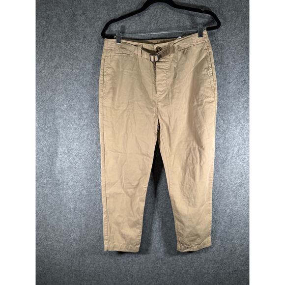 Standard James Perse Pants Women‎ 26 Khaki Brown Belted Cropped Staple Essential - Picture 1 of 8